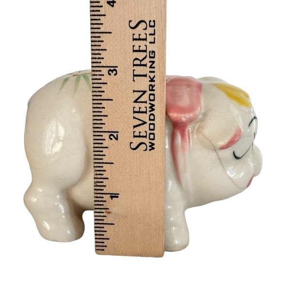 VTG Kitch Hand Painted Ceramic Piggy Coin Bank Floral Japan Mid Century Modern - Picture 13 of 15